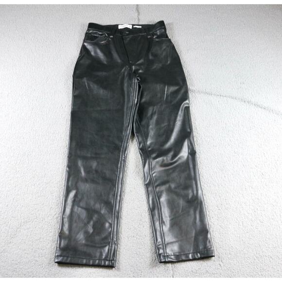 New Abercrombie Fitch 90's Straight Ultra High Rise 6 Black Faux Leather Pants - Picture 1 of 8